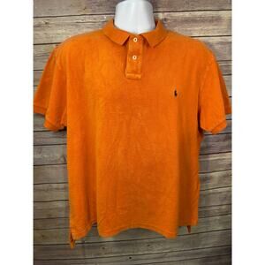 Polo Ralph Lauren Terry Cloth Shirt Men’s Size Large Orange Vintage Golf Preppy